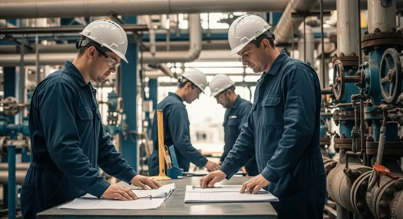 Emissão de Laudo NR-13 sendo realizada por engenheiro, com análise de documentos e resultados de inspeção para certificação de segurança.